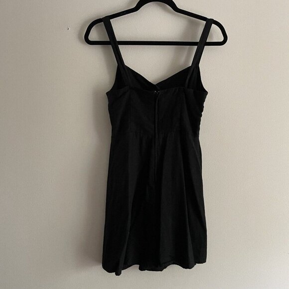 Jay Jays Women Size 6 Black Linen Blend V-Neck Sleeveless Casual Mini Sundress - Picture 7 of 8